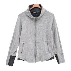 The North Face Fleece Jacket Womens Grey Full Zip Pockets Long Sleeve Size L